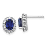 Oval Blue Sapphire Studs Halo Earrings