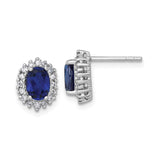 Oval Blue Sapphire Studs Halo Earrings