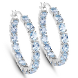 Genuine Blue Topaz Hoop Earrings