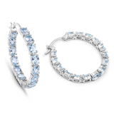 Genuine Blue Topaz Hoop Earrings