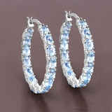 Genuine Blue Topaz Hoop Earrings