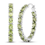 Natural Peridot Hoop Earrings