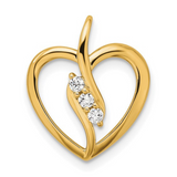 14K Gold Lab Diamond Three Stone Bypass Heart Pendant, minimalist love pendant, love jewelry, heart shape jewelry design, diamond heart pendant