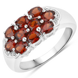 Genuine Garnet Cluster Silver Ring