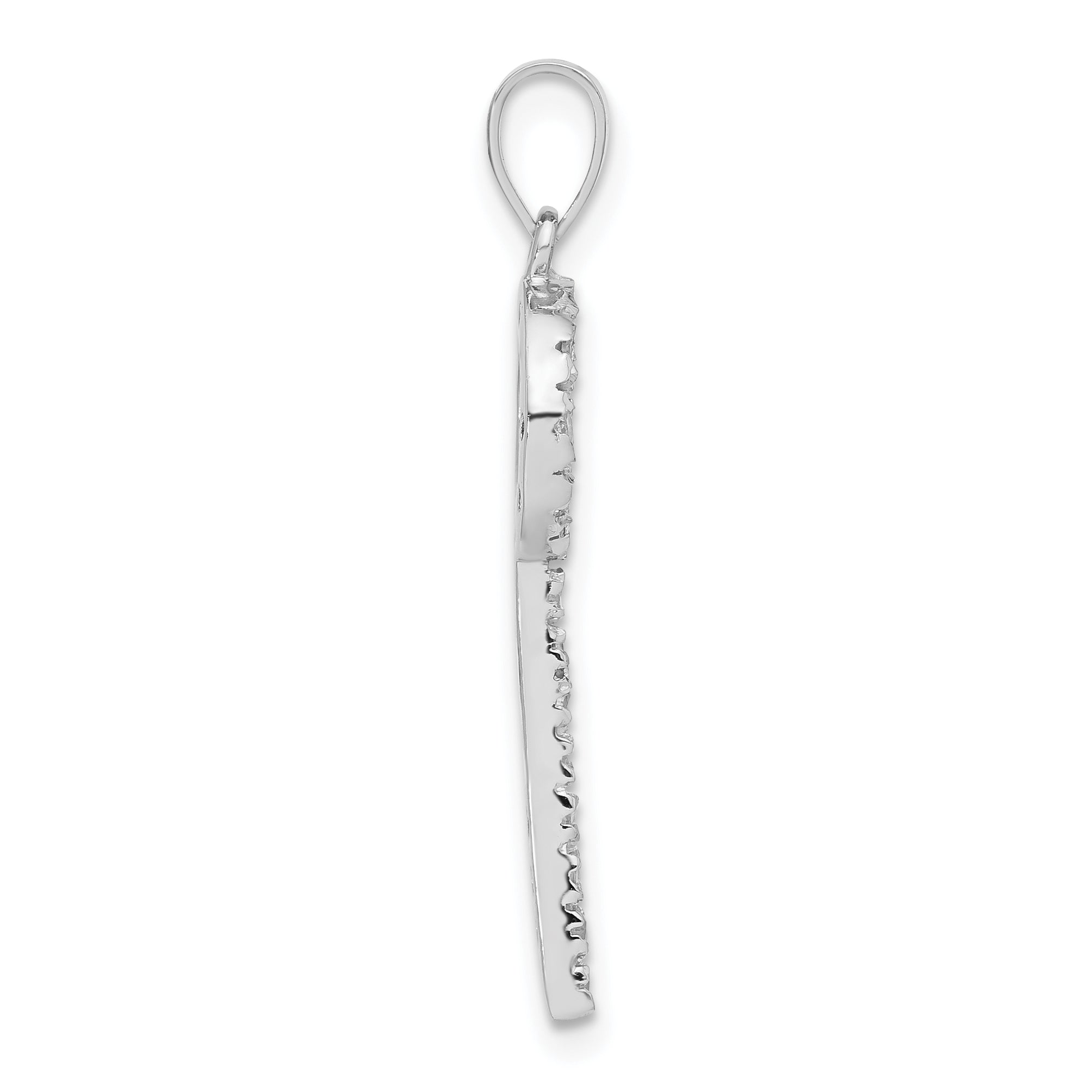 Cubic Zirconia Silver Key Pendant