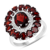 Natural Garnet Flower Ring