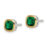 Created Emerald Square Stud Earrings