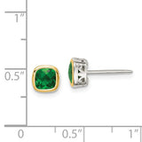 Created Emerald Square Stud Earrings