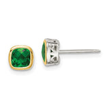 Created Emerald Square Stud Earrings