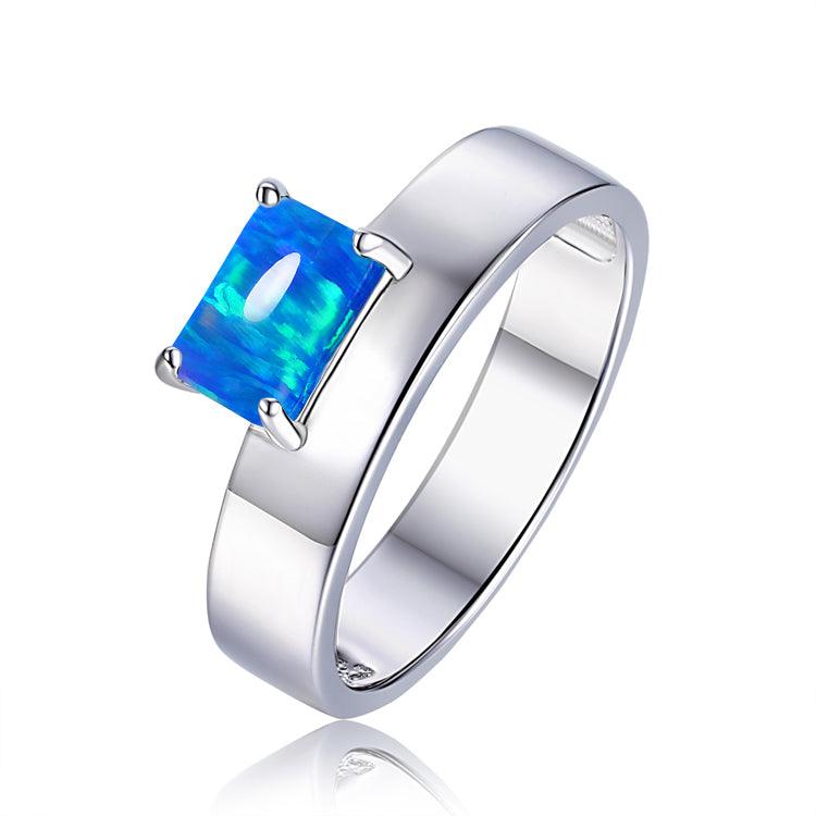 Blue Opal Offset Ring - FineColorJewels