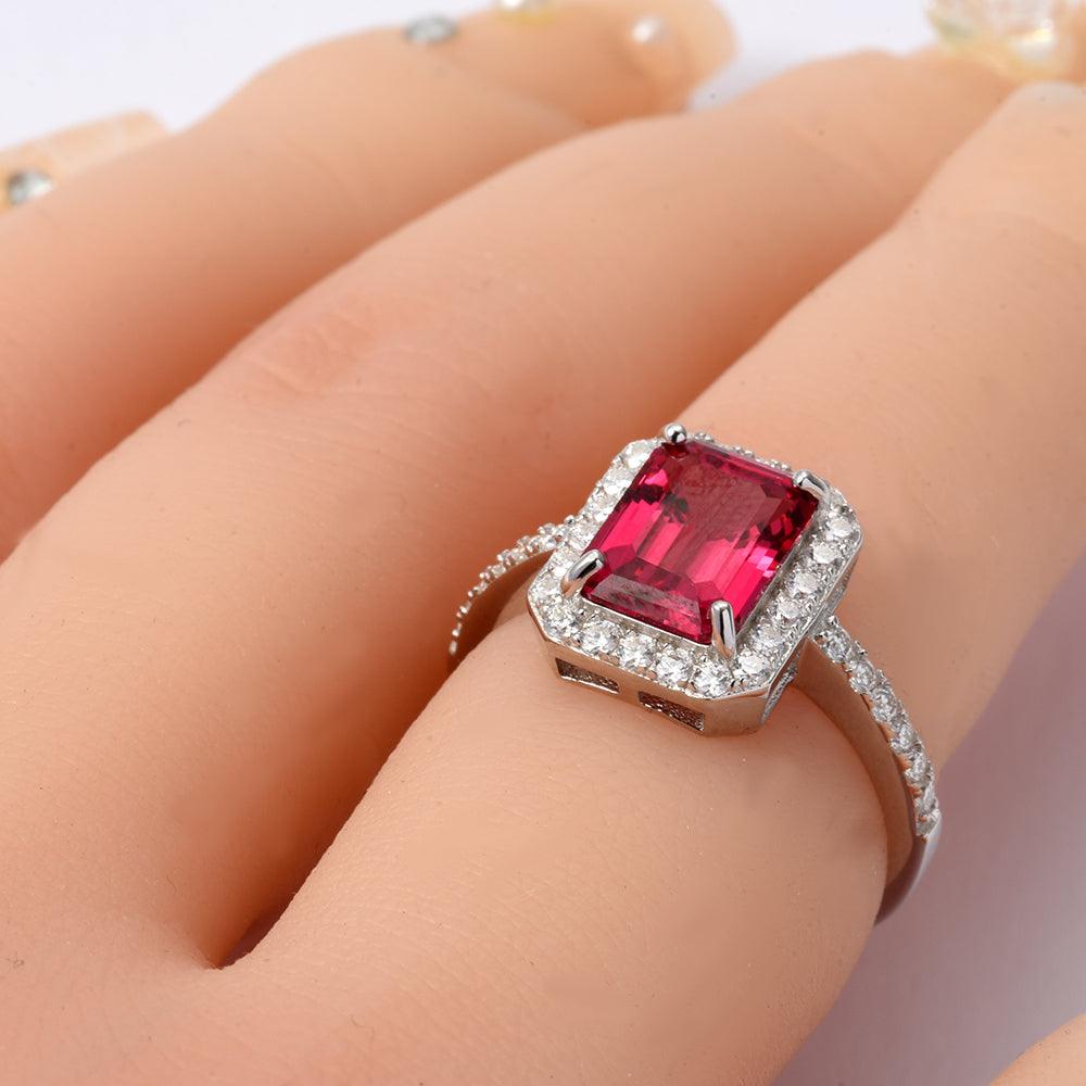 Halo deals Ruby Ring 8*10 Oval Ruby Ring/18k gold filled Sterling Silver