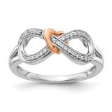 14k Two-tone Diamond Infinity with Heart Ring