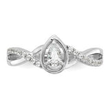 14k White Gold Pear Diamond Engagement Ring