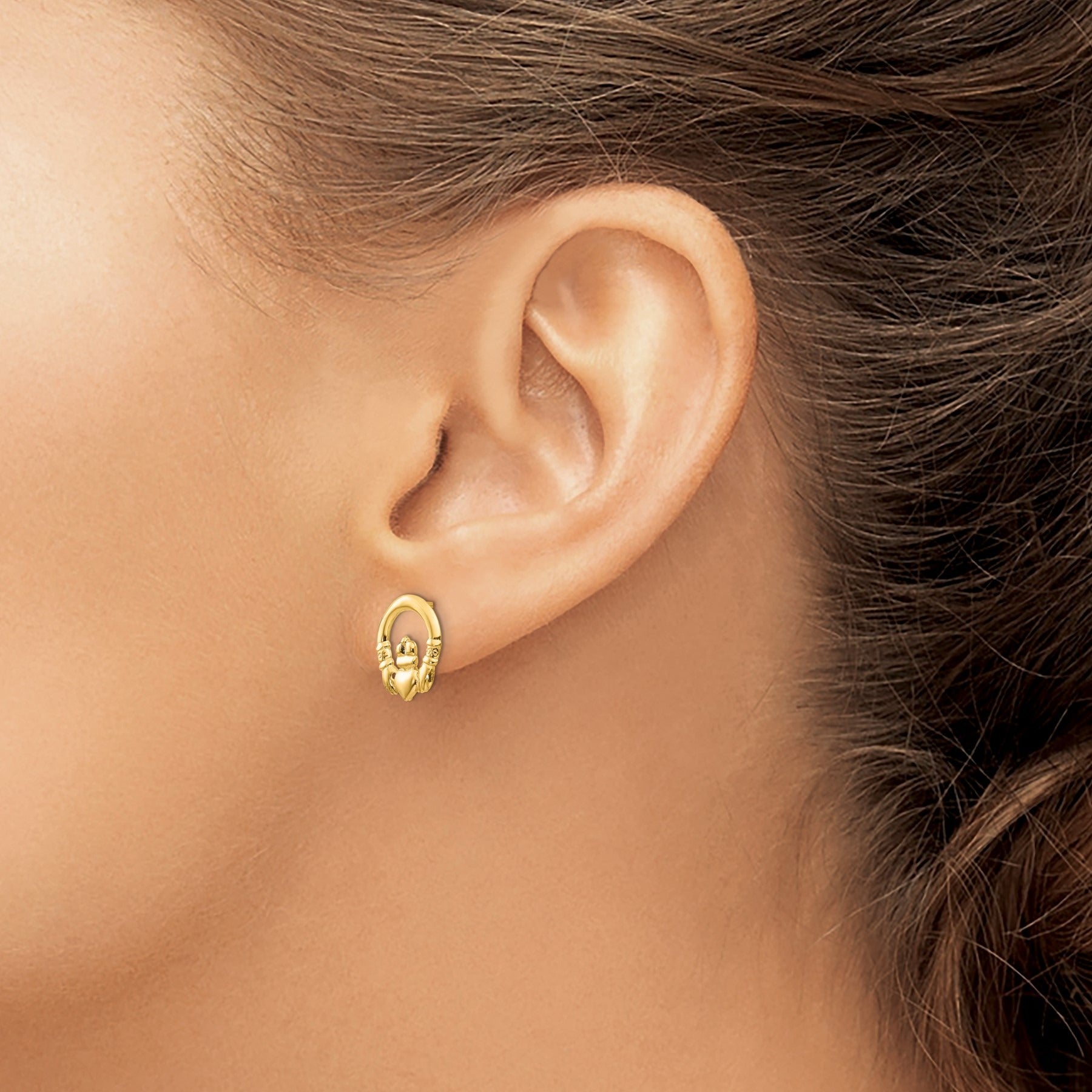 14k Madi K Claddagh Post Earrings Gold
