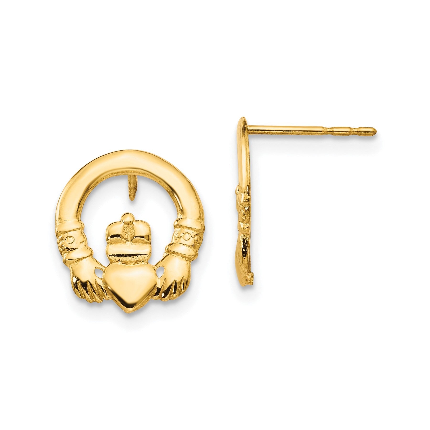 14k Madi K Claddagh Post Earrings Gold