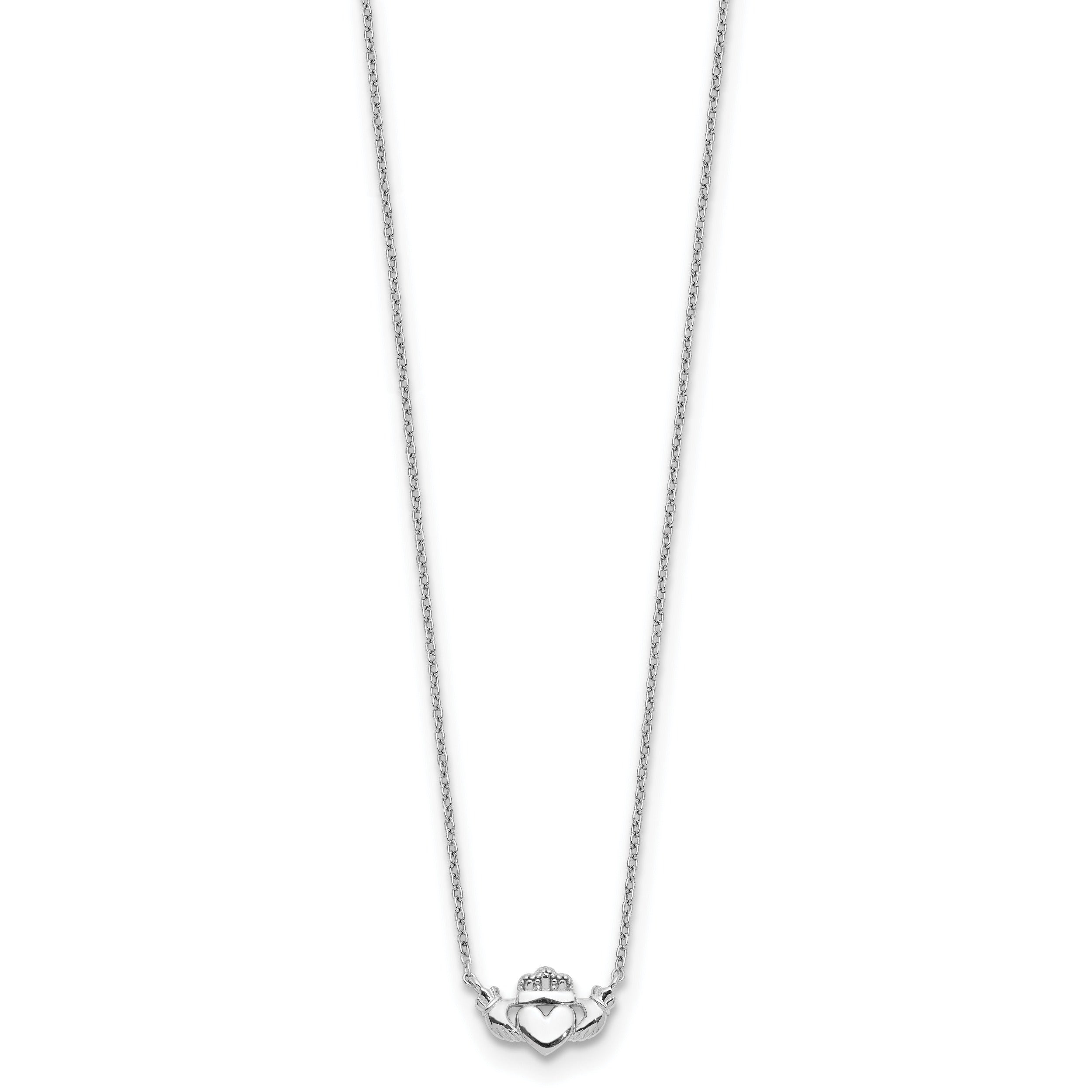 14k White Gold Claddagh Necklace