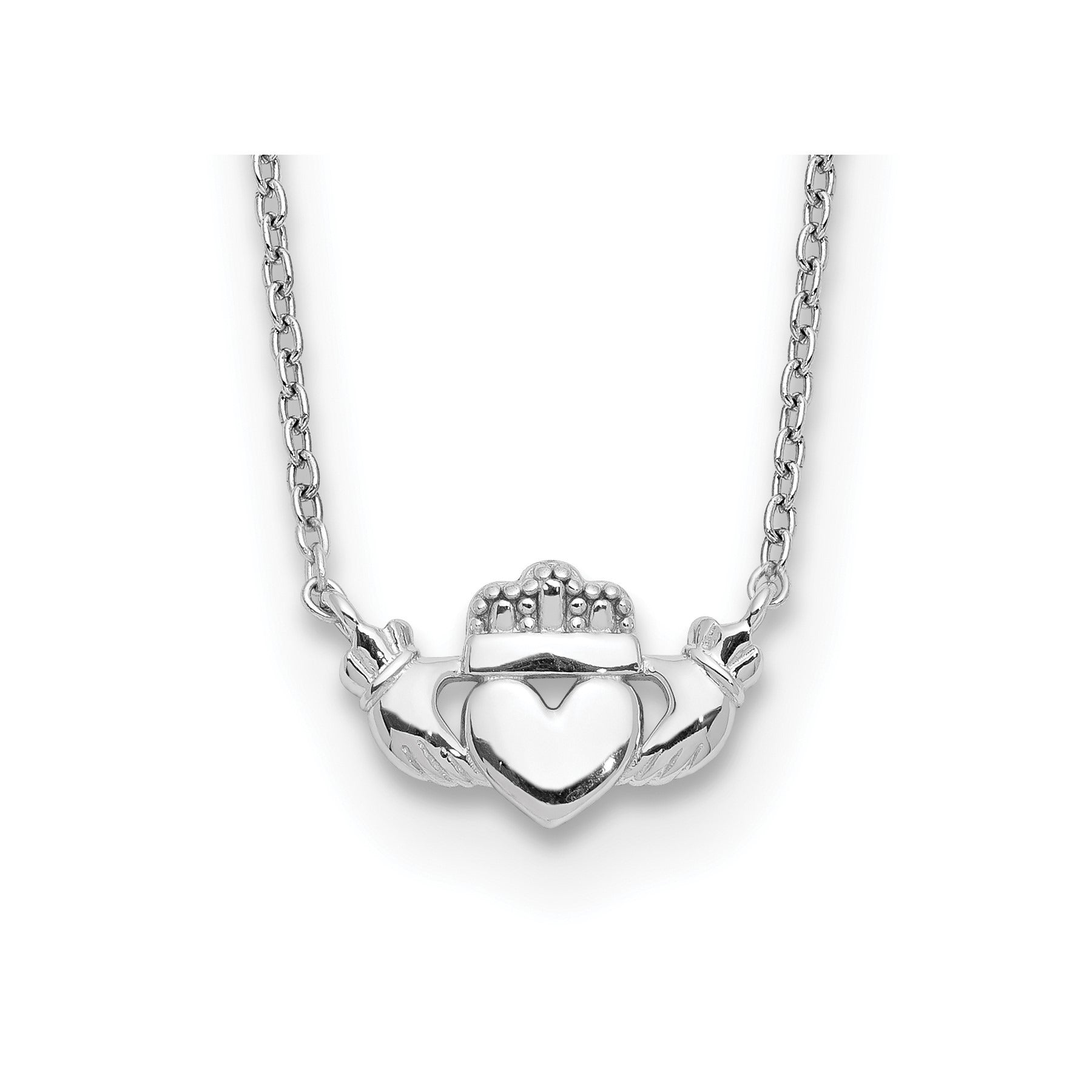 14k White Gold Claddagh Necklace