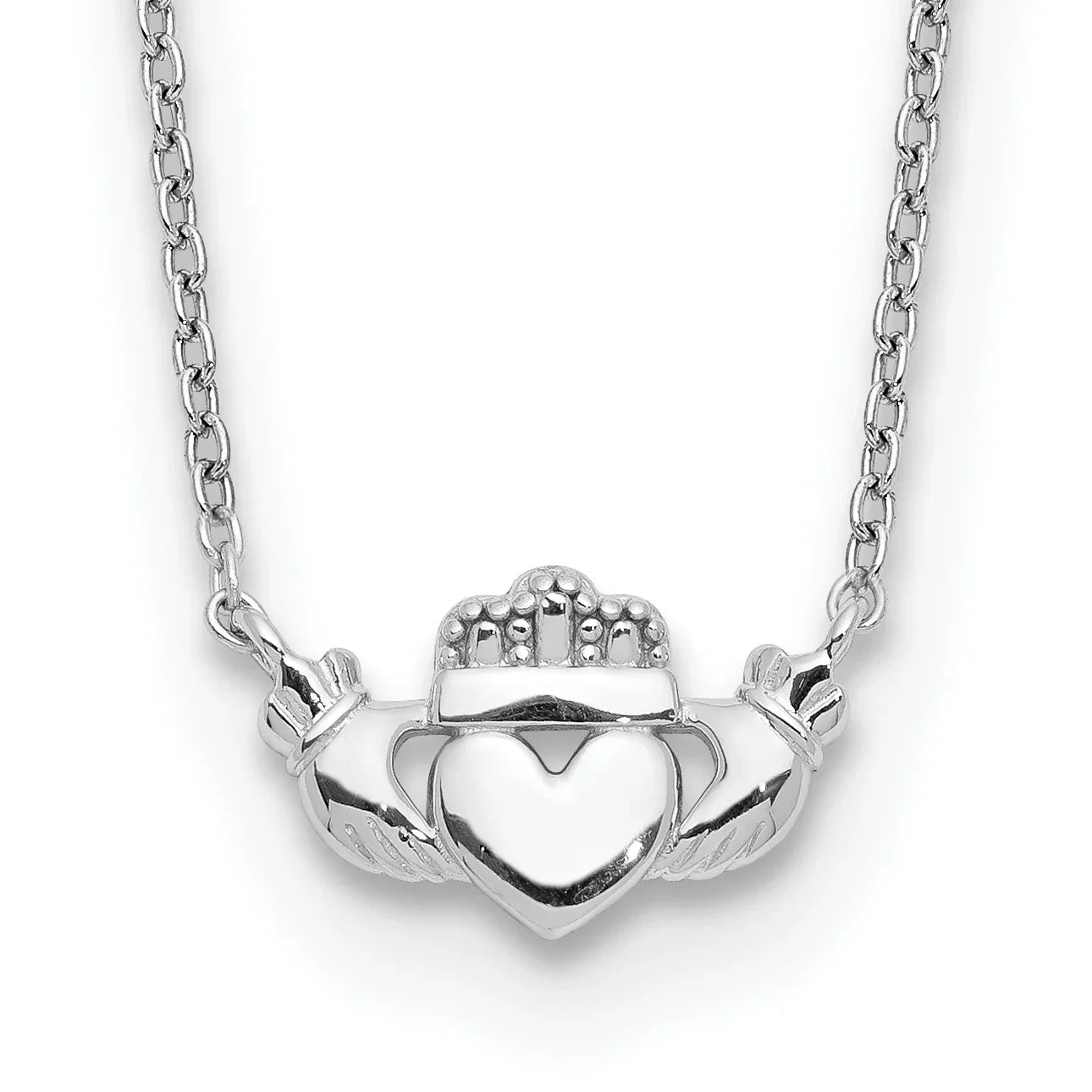 14k White Gold Claddagh Necklace