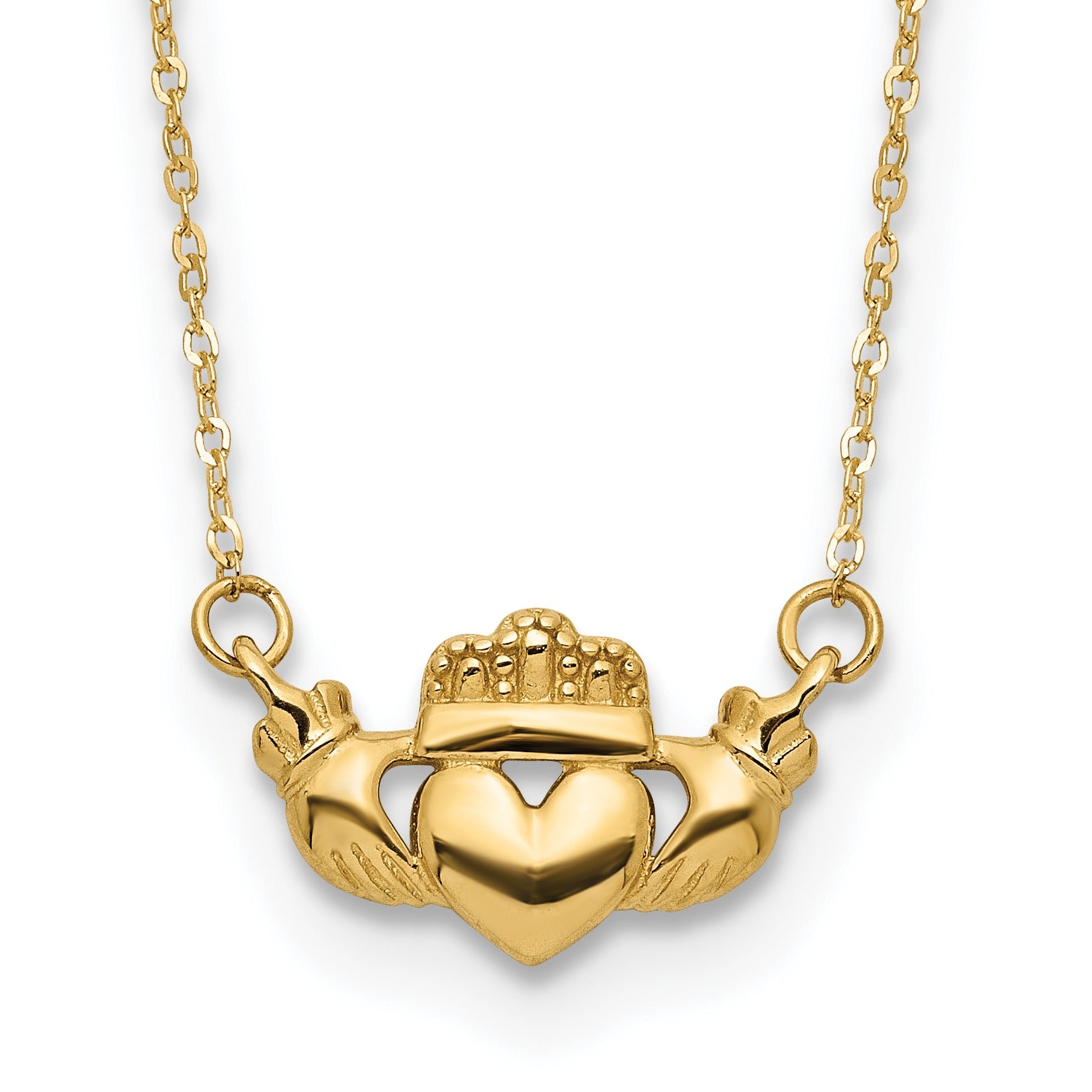 14k Gold Irish Claddagh Necklace