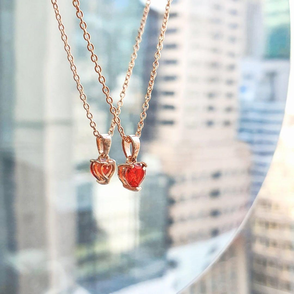 Garnet Heart Necklace - FineColorJewels