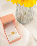 Yellow Cushion Cut Ring 18K Yellow Gold Plated Sterling Silver Ring  Gift For Women Yellow Diamond Ring in peach box  - FineColorJewels