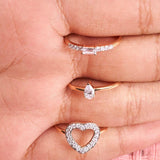 Diamond Open Heart 10k Rose Gold Ring - FineColorJewels