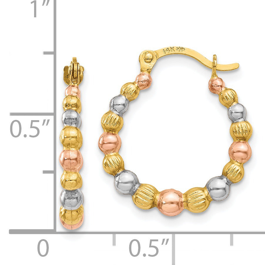 14K Gold Shrimp Beaded Hoop Earrings