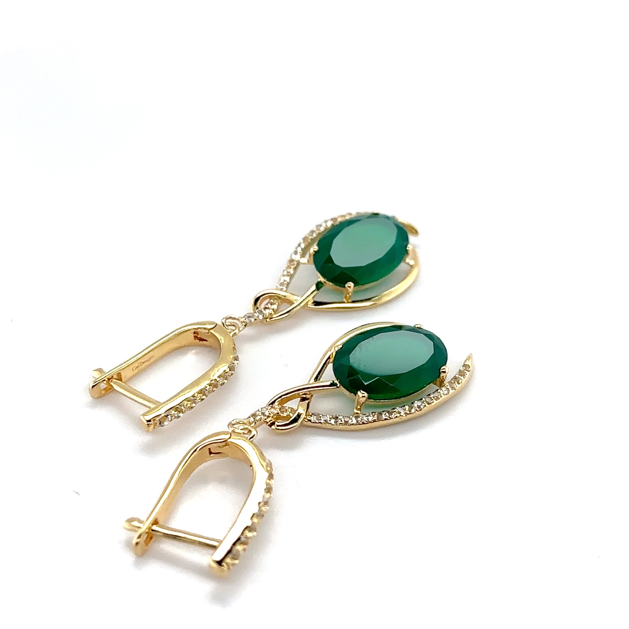 Natural Green Agate Sterling Silver Earrings