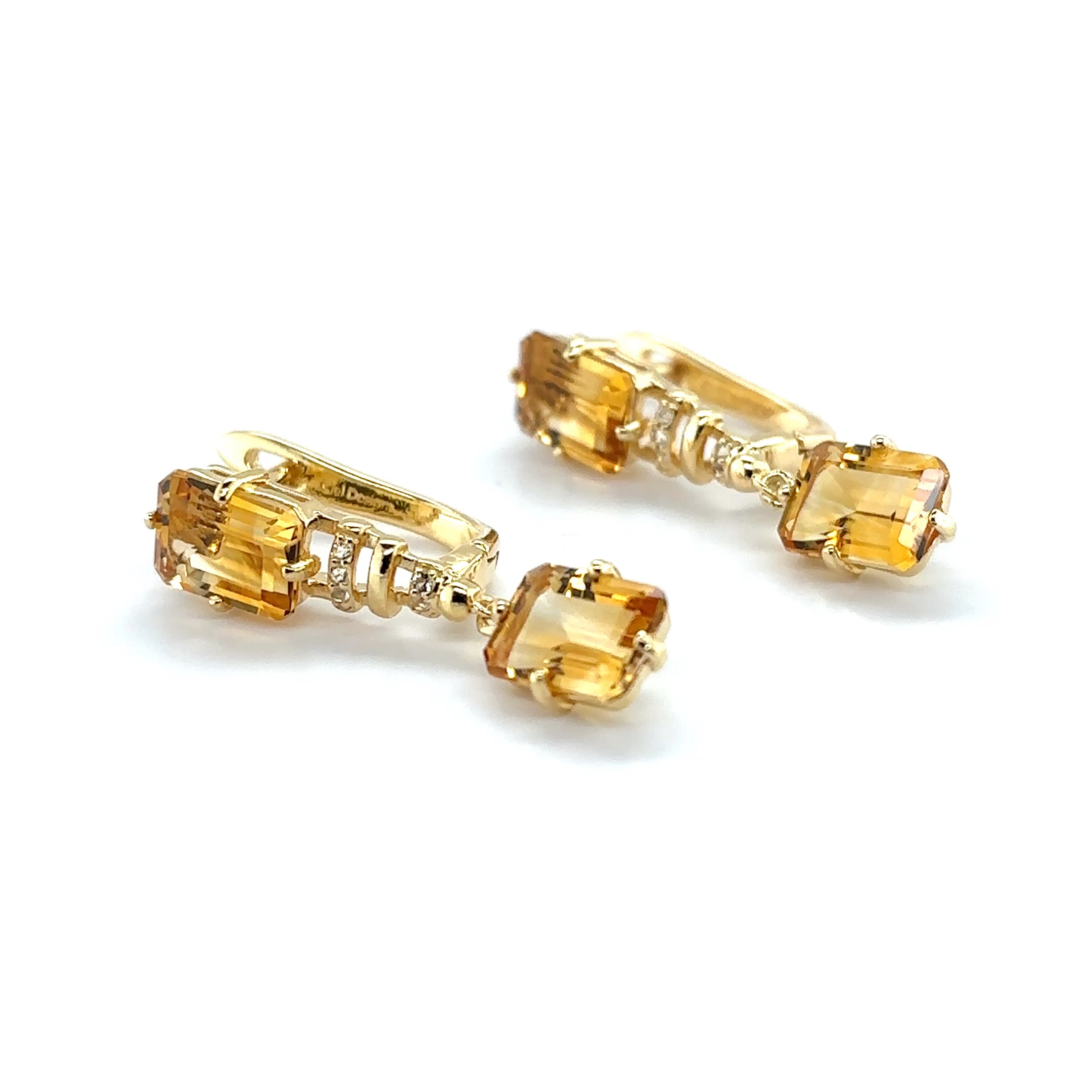 Natural Citrine Sterling Silver Drop Earrings