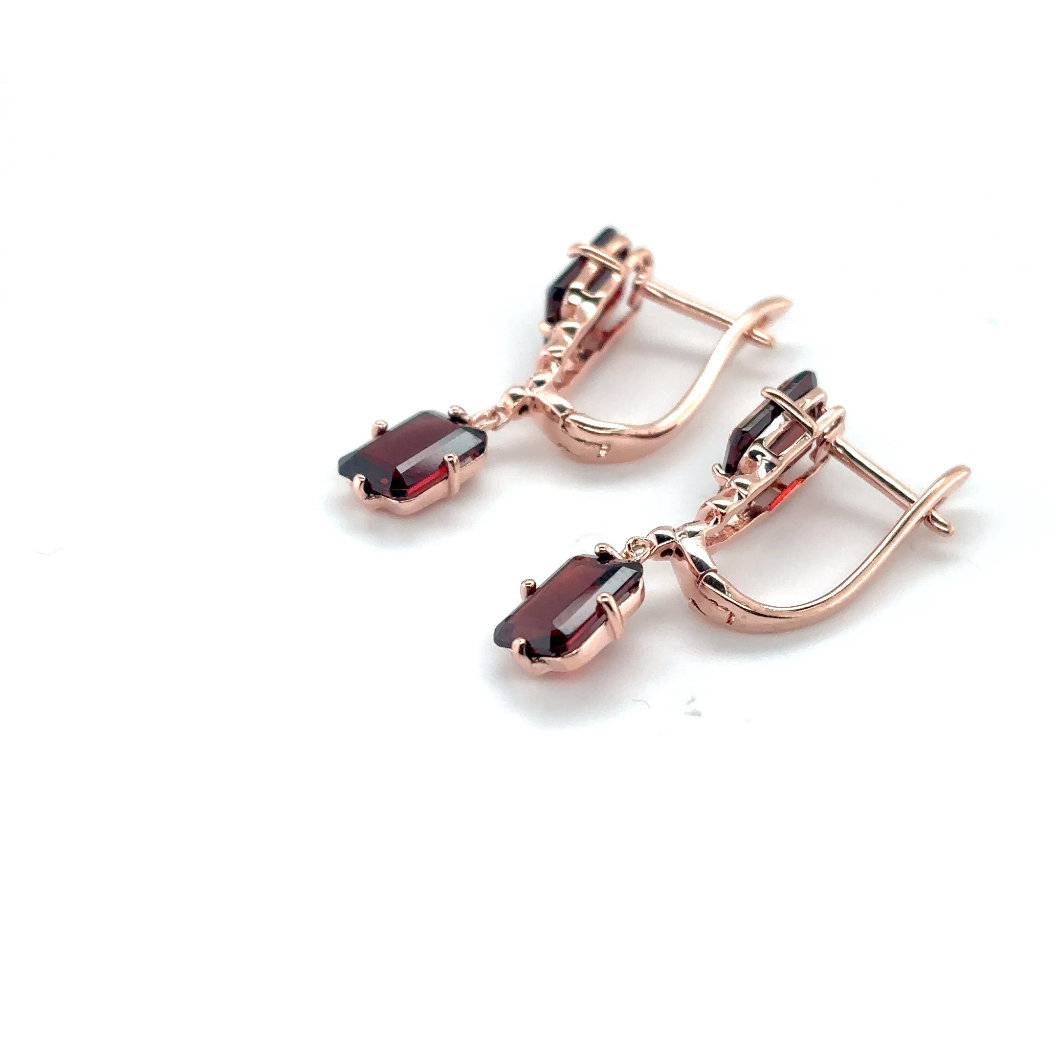 Natural Garnet & White Topaz Sterling Silver Earrings