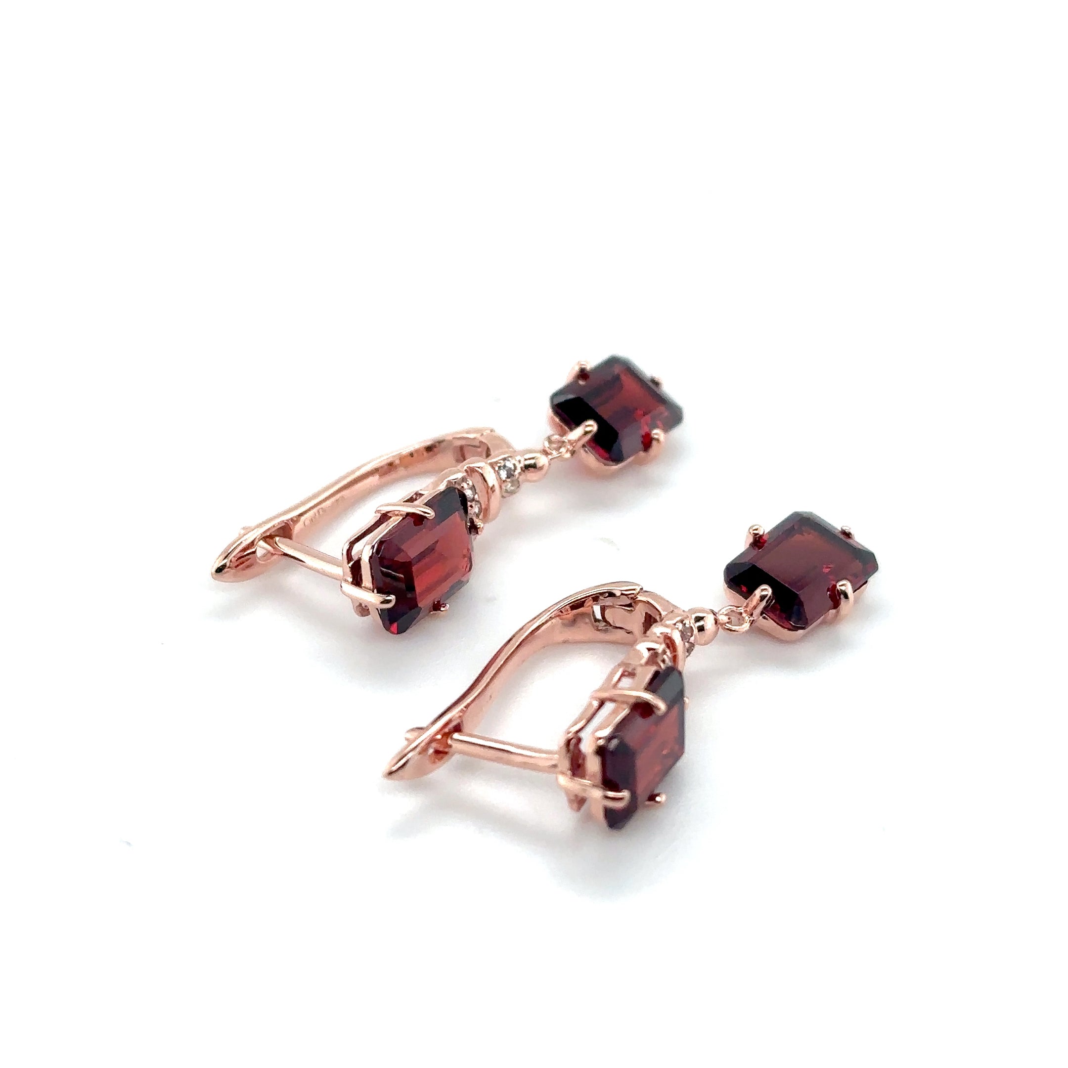 Natural Garnet & White Topaz Sterling Silver Earrings