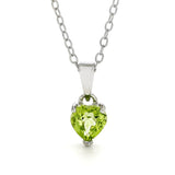 Green Heart Pendant Natural Peridot Pendant Necklace - FineColorJewels