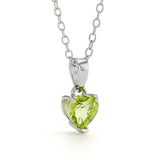 Natural Peridot Rhodium Heart Necklaceperidot necklace green necklace august birthday gift august birthstone green birthday gift green heart pendant green peridot green gemstone jewel heart pendant Leo Birthday gift peridot birthstone silver pendant valentines day gift - FineColorJewels