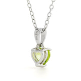 Green Heart Pendant  Natural Peridot Rhodium Heart Necklace - FineColorJewels