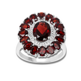 Natural Garnet Flower Ring