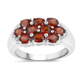 Genuine Garnet Cluster Silver Ring