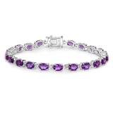 Natural Purple Amethyst Silver Tennis Bracelet Womens