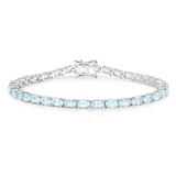 Genuine Blue Topaz Tennis Silver Bracelet