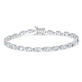 Genuine Aquamarine Tennis Bracelet Silver