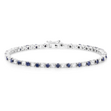 Natural Blue Sapphire and White Topaz Tennis Bracelet