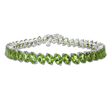 Genuine Green Peridot Tennis Bracelet Silver