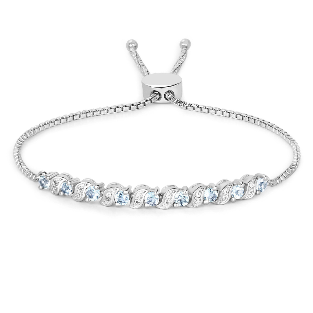 Genuine Aquamarine Bolo Bracelet