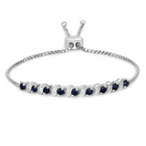 Genuine Blue Sapphire and White Topaz Bolo Bracelet