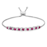 Genuine Ruby and White Topaz Bolo Bracelet