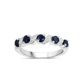 Genuine Blue Sapphire and White Topaz 5 Stone Ring