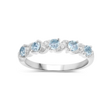 Genuine Aquamarine 5 Stone Ring