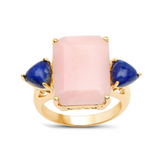 Natural Pink Opal 3 Stone Ring