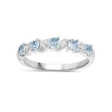 Genuine Aquamarine 5 Stone Ring