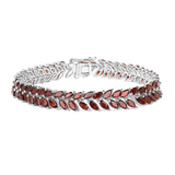 18K White Gold Over Silver Garnet Tennis Bracelet