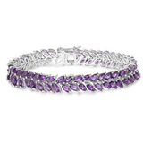 Natural Amethyst Silver Leaf Bracelet